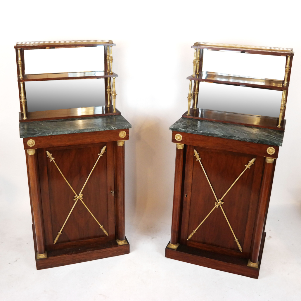 Pair of circa-1825 English Regency rosewood chiffoniers, est. $2,500-$3,500