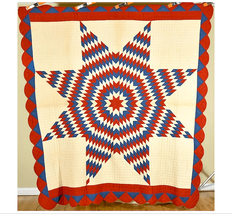 Red, white and blue Lone Star quilt, est. $600-$800