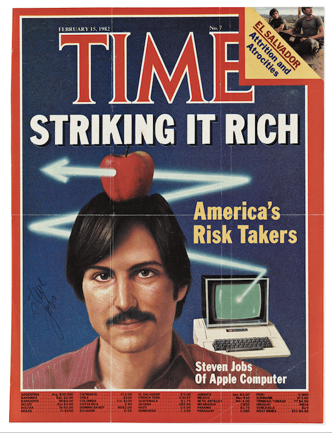 Steve Jobs-signed Time magazine cover from 1982, est. $15,000-$25,000