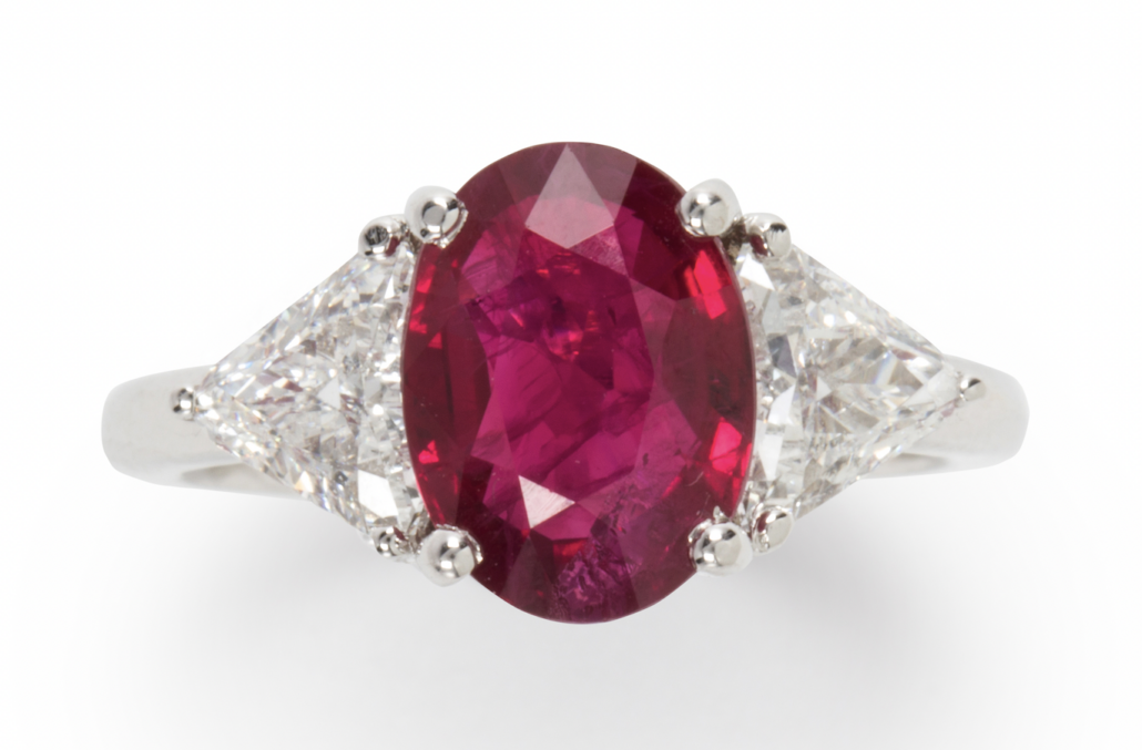 Burmese ruby, diamond and 18K white gold ring, est. $10,000-$15,000