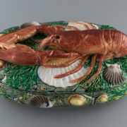 Lobster dish, Minton Ceramics Manufactory, artist Matilda Charsley. Majolica, designed 1868. Courtesy the Walters Art Museum, photo credit Bruce White