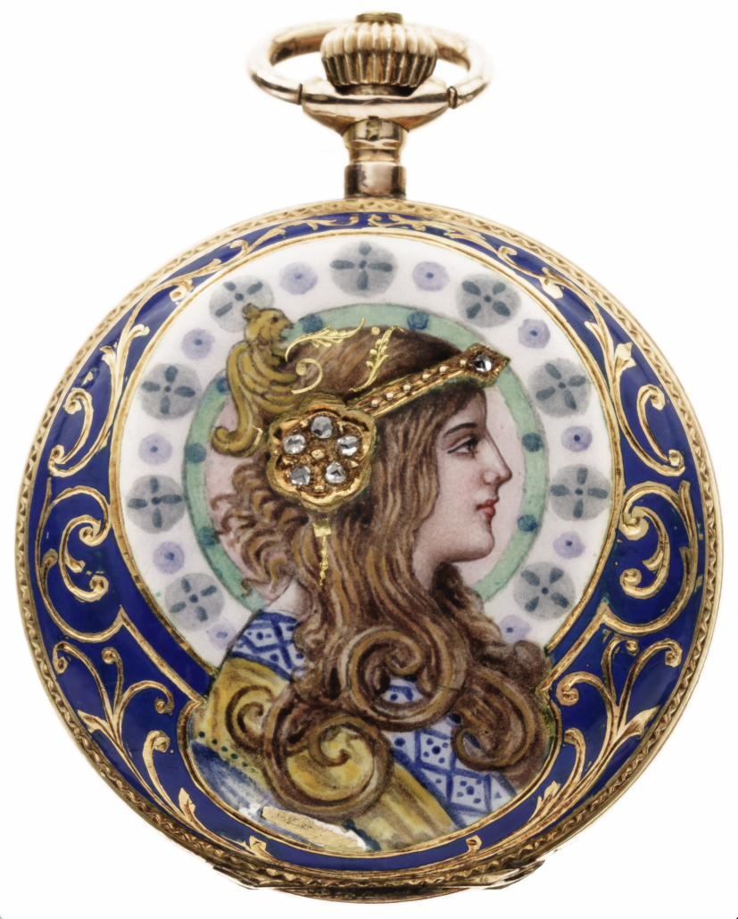 18K gold Art Nouveau pocket watch with rose-cut diamonds, €4,750
