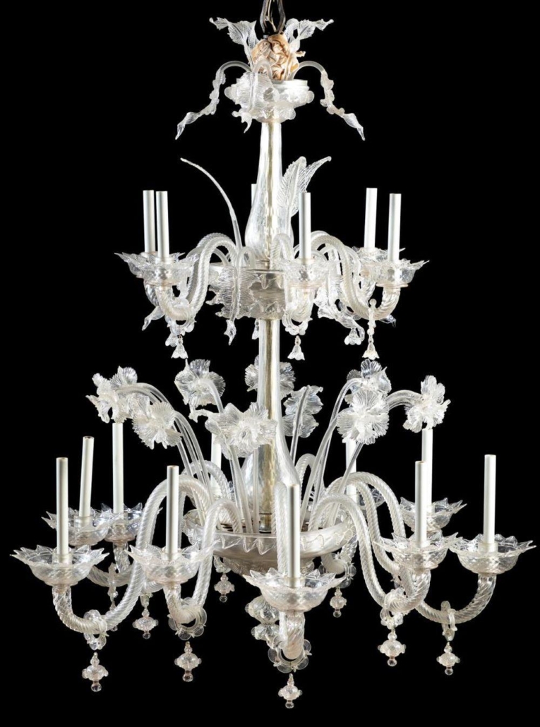 Venetian hand-blown two-tier 16-light electrified chandelier, est. $2,000-$4,000