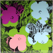 One of two Andy Warhol ‘Flowers’ screen prints, both signed and numbered, both est. $50,000-$100,000