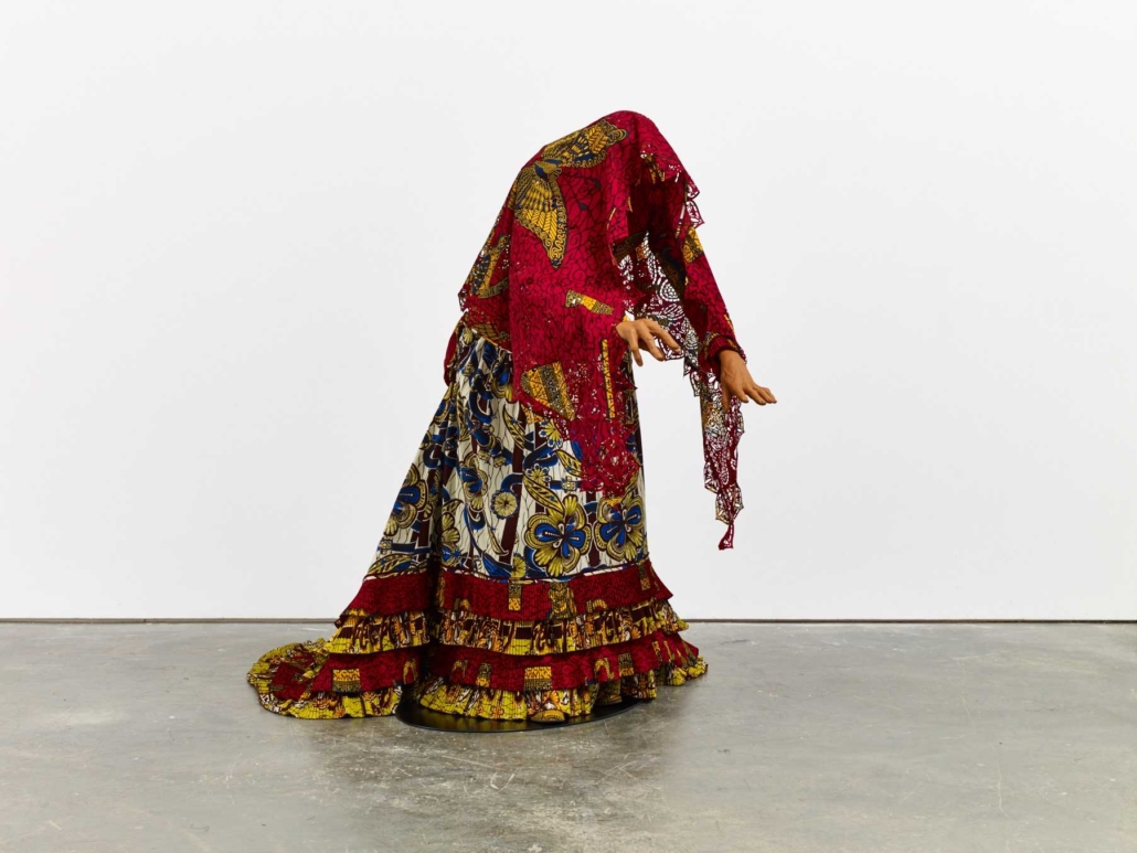 Yinka Shonibare, CBE, ‘The Ghost of Eliza Jumel,’ 2015. Fiberglass mannequin, Dutch wax–printed cotton textile, and steel plate, 57 7/16in by 71 5/8in by 40 15/16in. (146cm by 182cm by 104cm). Courtesy James Cohan, New York. © Yinka Shonibare CBE. All Rights Reserved, DACS/Artists Rights Society (ARS), New York 2021. Photo credit: Stephen White