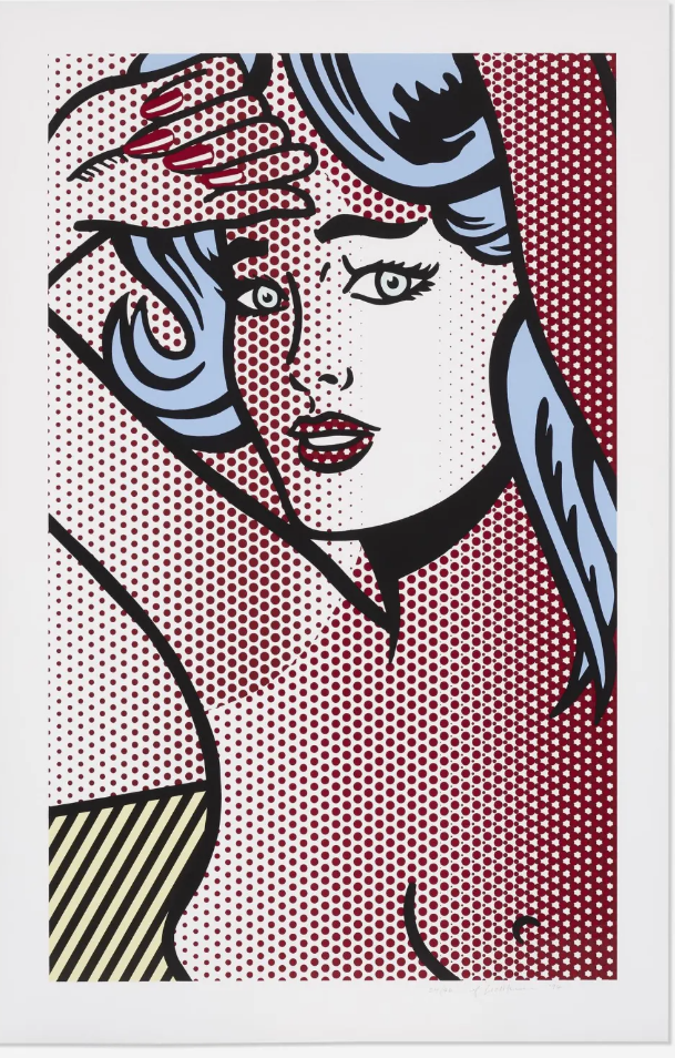 Roy Lichtenstein’s ‘Nude With Blue Hair’ sold for $620,000 plus the buyer’s premium in May 2021. Image courtesy of Rago Arts and Auction Center and LiveAuctioneers.