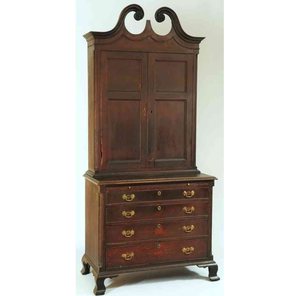 Regional furniture routinely performs well at Case, such as this 18th-century Virginia Frye-Martin school bookcase on bureau that brought $80,000 in October 2012. Image courtesy of Case Antiques, Inc. Auctions & Appraisals and LiveAuctioneers.