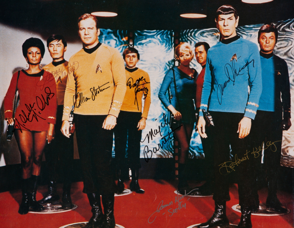 Oversize signed poster of the cast of Star Trek, est. $960-$1,440. Image courtesy of Heritage Auctions