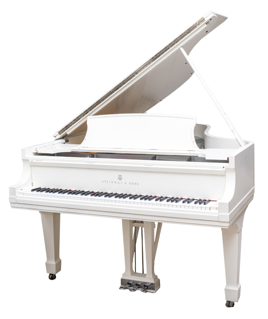 White lacquer Steinway & Sons Steinway B grand piano, est. $15,000-$25,000
