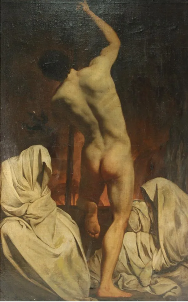 This 18th- or 19th-century European School painting of a male nude realized $24,000 plus the buyer’s premium in July 2021. Image courtesy of Clarke Auction Gallery and LiveAuctioneers.