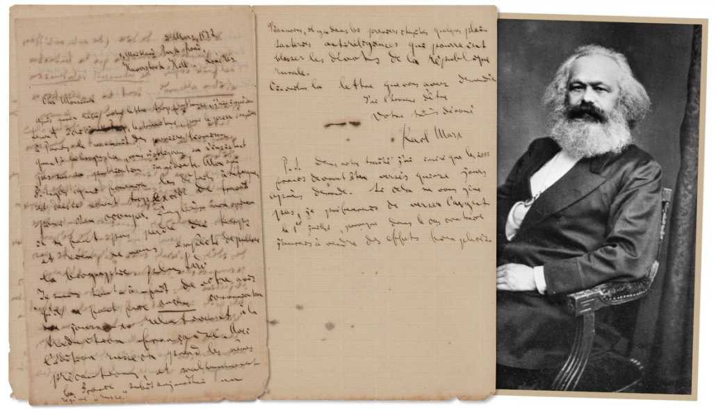 1872 letter written by Karl Marx to his French publisher, est. $300,000-$500,000