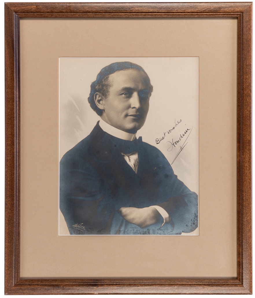 Framed, inscribed and signed portrait of Harry Houdini, est. $2,000-$4,000