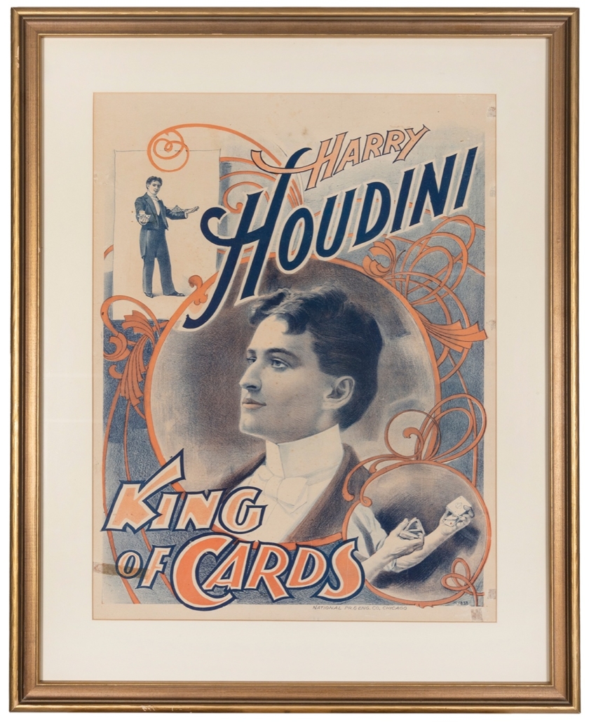 Late 1800s poster, Harry Houdini, King of Cards, est. $10,000-$20,000