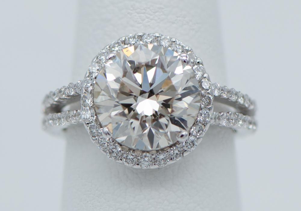 3.52-carat diamond halo style ring set in 14K white gold, est. $25,000-$35,000