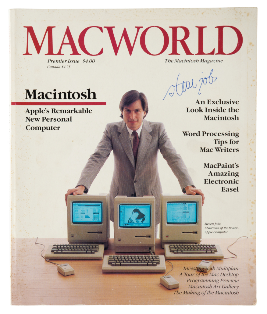 Steve Jobs-signed example of Macworld #1, est. $50,000-$75,000