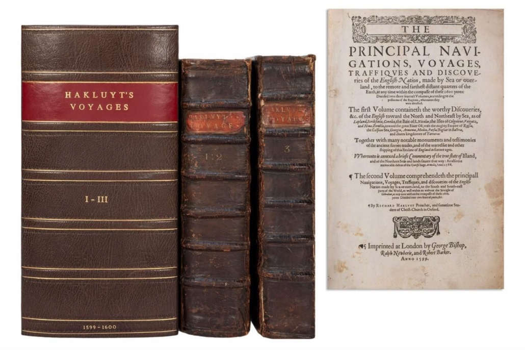 Richard Hakluyt's ‘The Principal Navigations, Voyages, Traffiques and Discoveries of the English Nation … ,’ $48,000