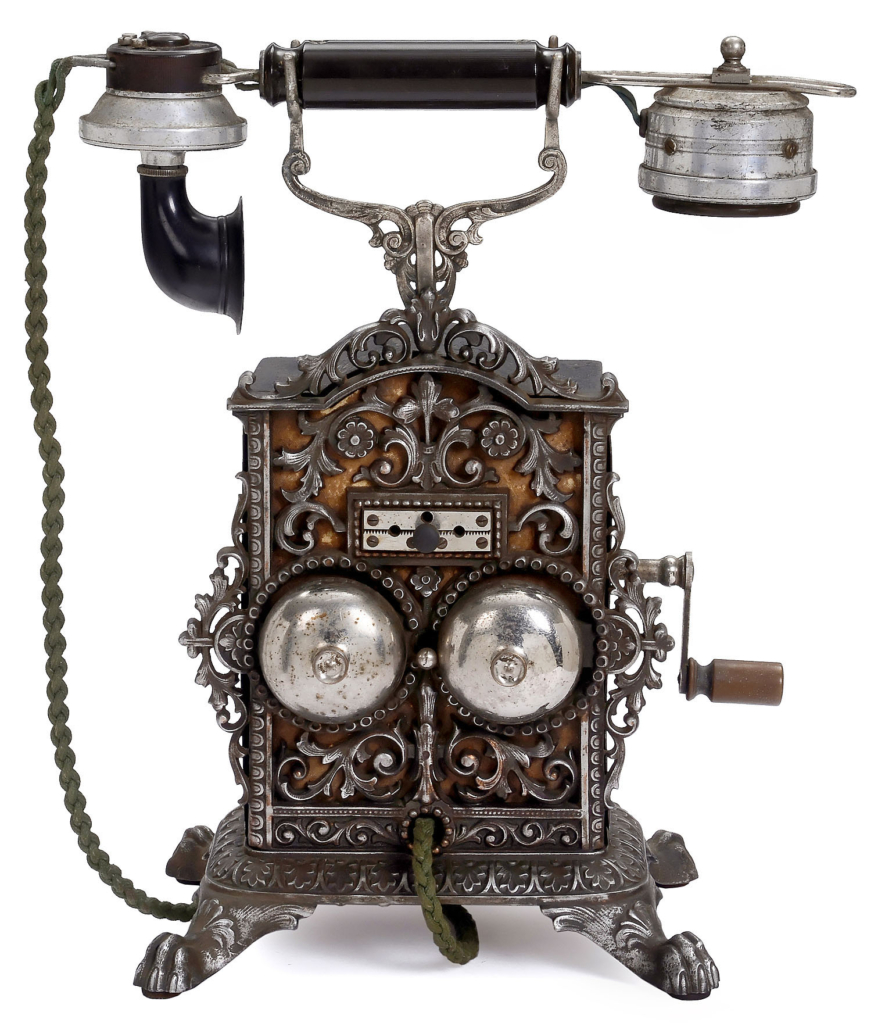 Circa-1894 deluxe telephone by Elektrisk Bureau Kristiania, Sweden, est. €6,000-€8,000 