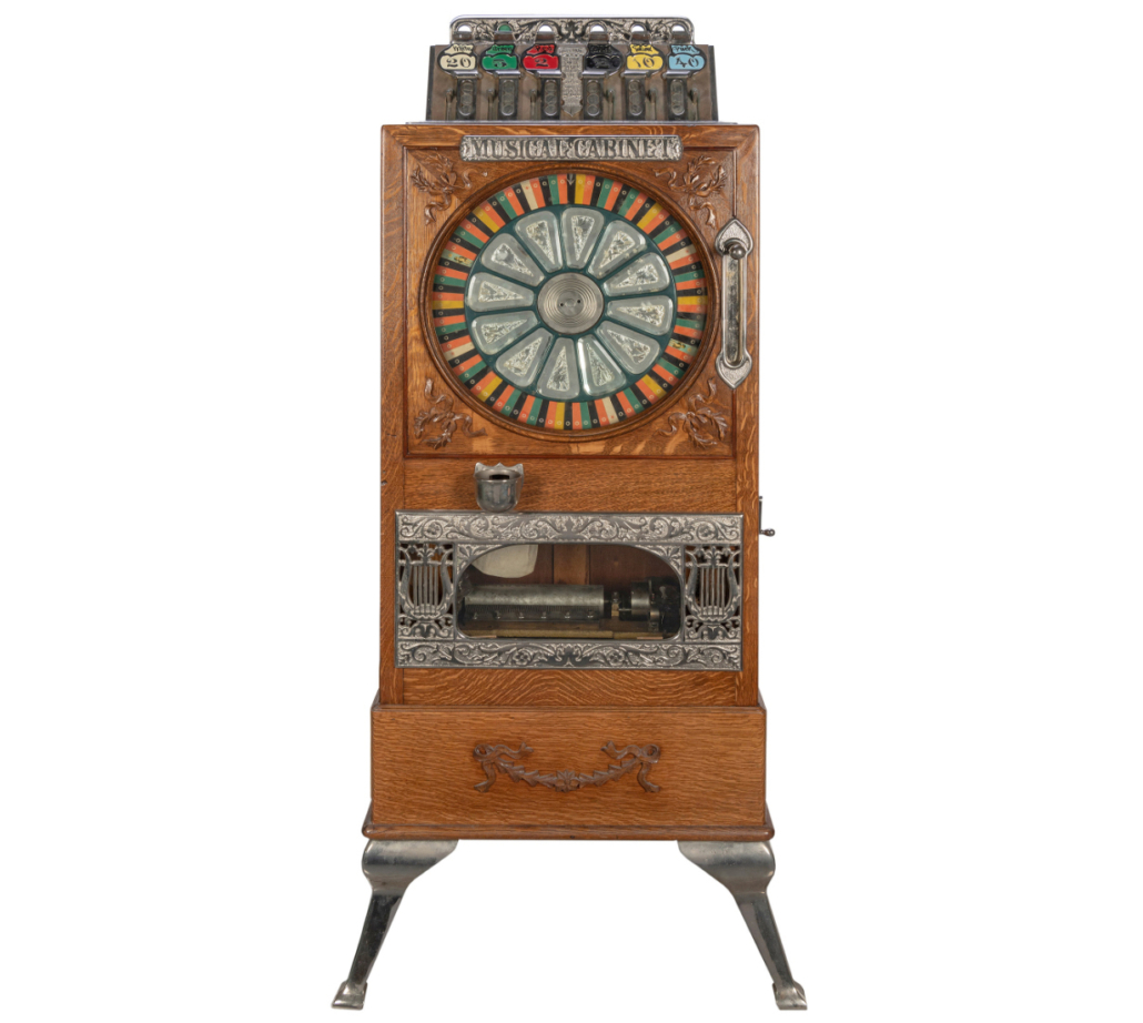 Caille Bros. Puck 5 Cent musical cabinet, est. $12,000-$18,000