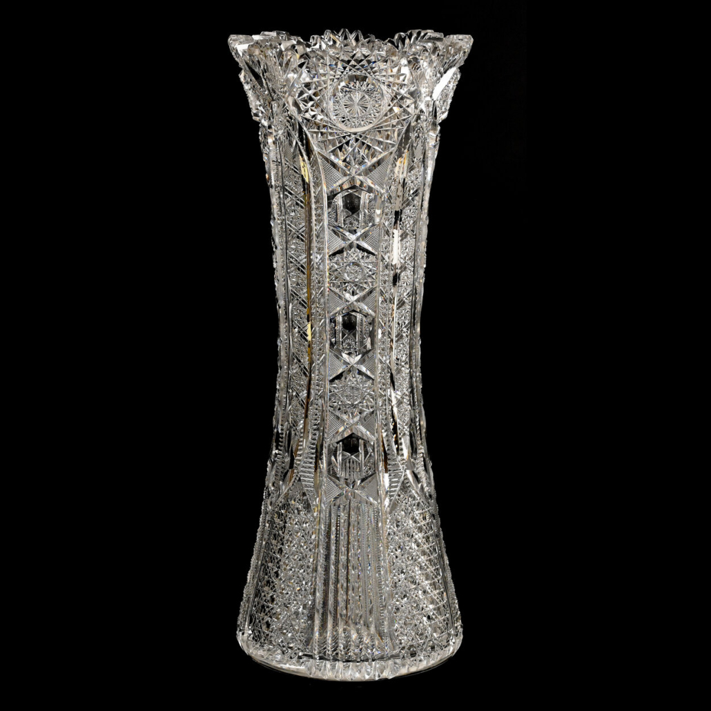 American brilliant cut glass (ABCG) vase in the Othello pattern by Clark, $1,800