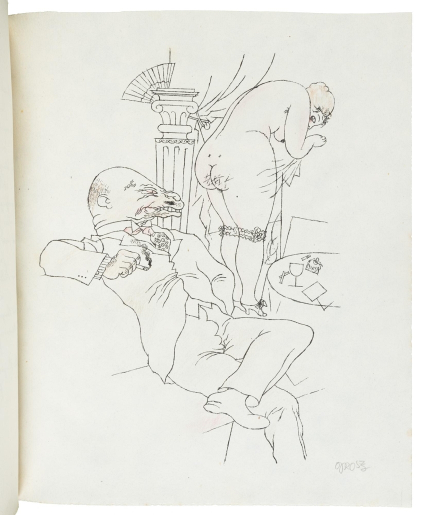 ‘Munkepunke Dionysos: Groteske Liebesgedicht / Grotesque Love Poems’ by Alfred Richard Meyer, with six signed, hand-colored George Grosz lithographs, est. $15,000-$25,000