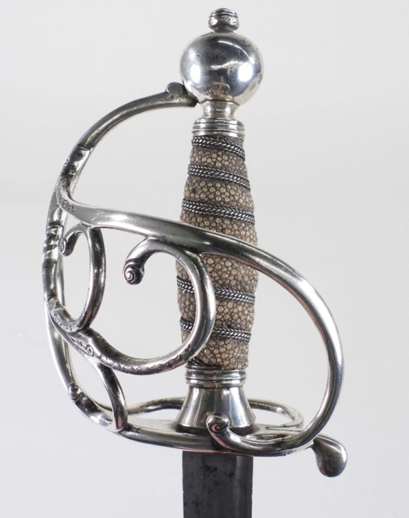 British silver basket-hilt spadroon by John Carman, est. $5,000-$7,000