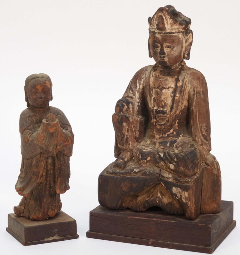 Pair of Chinese carved wood figures, est. $500-$800