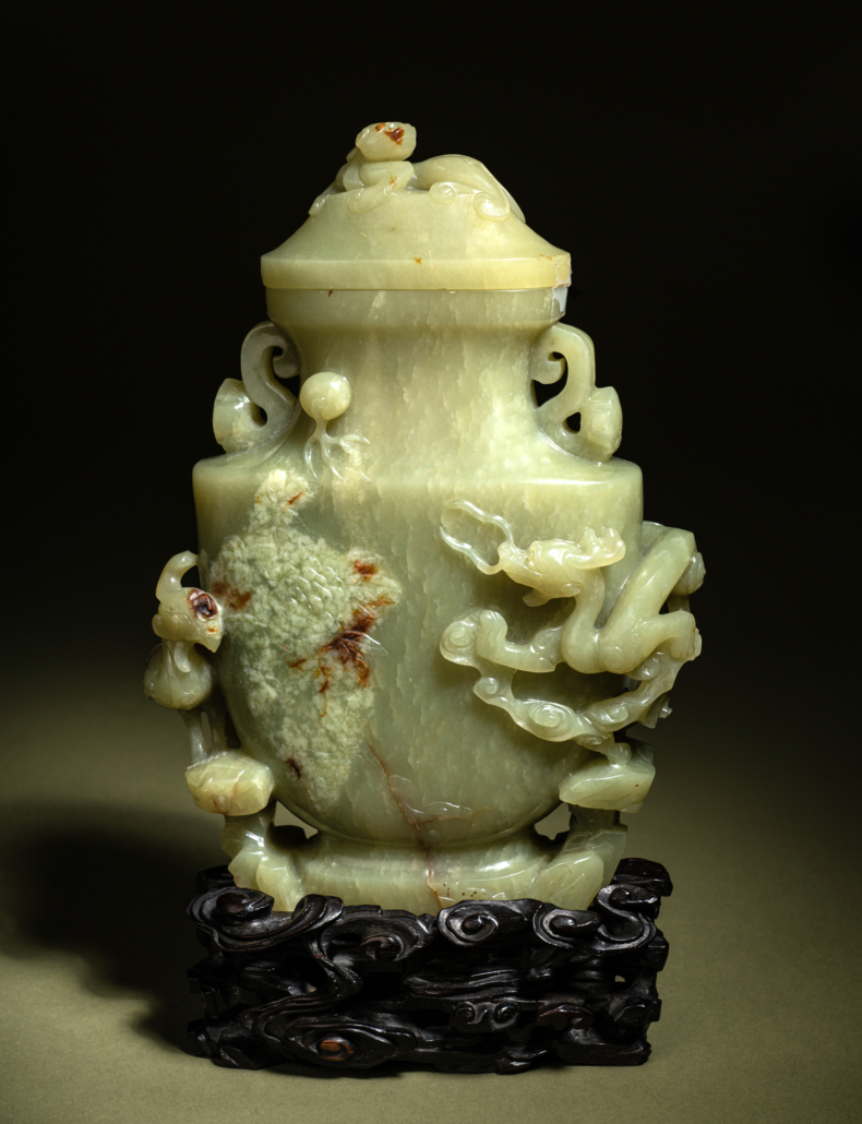 Carved yellow jade covered vase, est. $15,000-$25,000