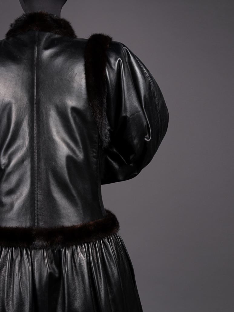Yves Saint Laurent haute couture leather coat with fur trim, Fall 1976, est. $3,000-$5,000