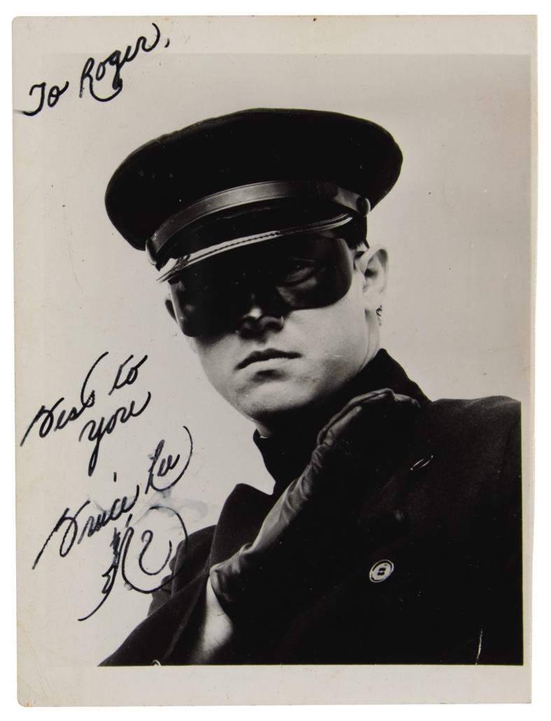  Bruce Lee-signed photo of himself as Kato from the Green Hornet TV show, est. $20,000-$30,000
