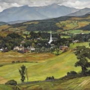 Luigi Lucioni, ‘Village of Stowe, Vermont,’ 1931. Oil on canvas, 23 1/2 by 33 1/2in. Minneapolis Institute of Art, gift of the estate of Mrs. George P. Douglas. Courtesy of the Shelburne Museum. Licensed by Bridgeman Images