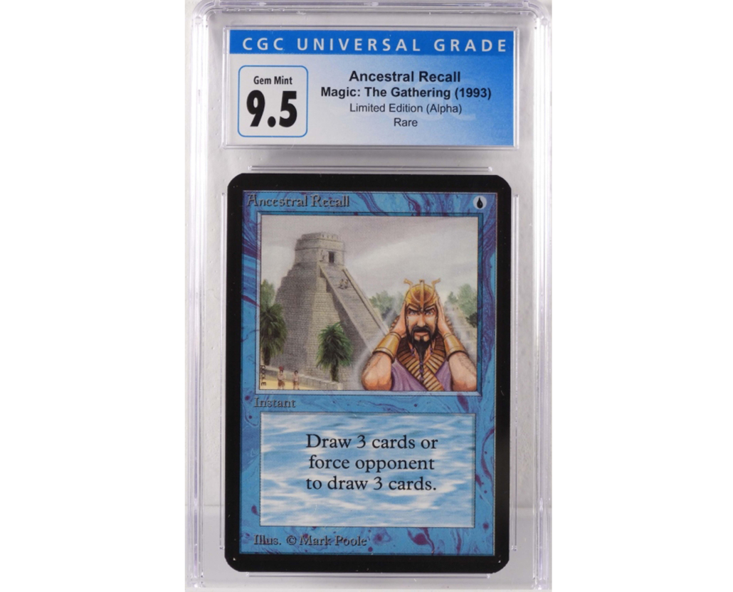 Magic: The Gathering Alpha Ancestral Recall card, graded CGC 9.5 Gem Mint, $38,750