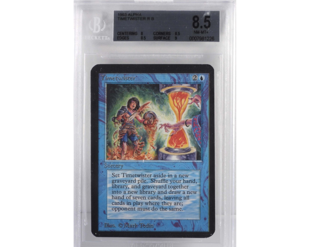 Magic: The Gathering Alpha Timetwister card, graded BGS 8.5 NM-MT, $16,250