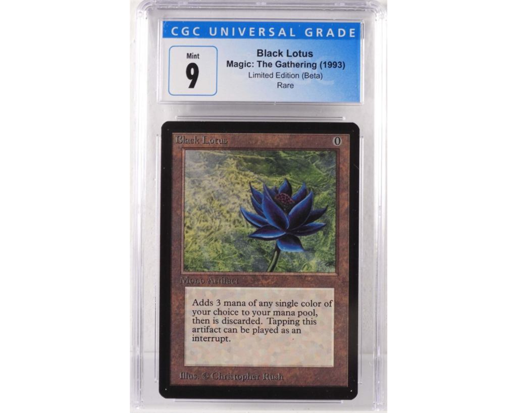 Magic: The Gathering Beta Black Lotus card, graded CGC 9 Mint, $45,000