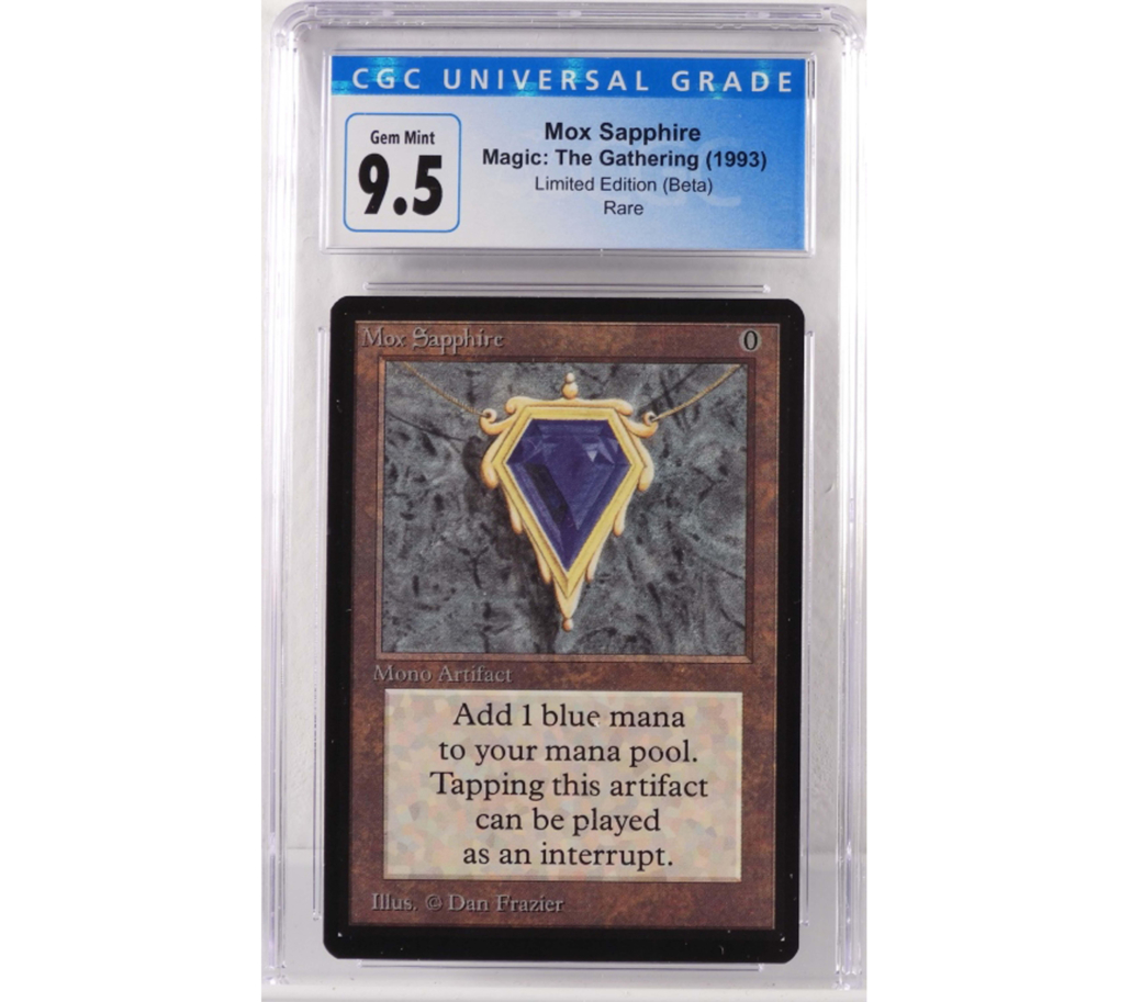 Magic: The Gathering Beta Mox Sapphire card, graded CGC 9.5 Gem Mint, $14,375