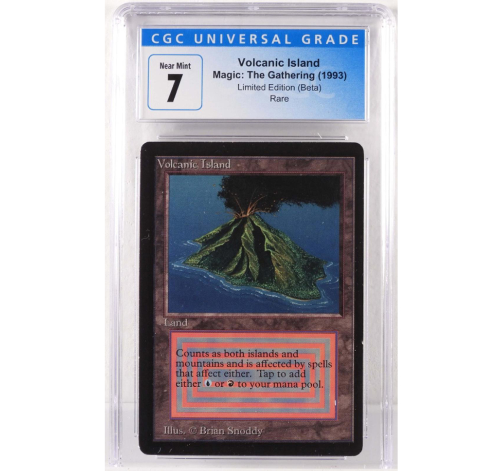 Magic: The Gathering Beta Volcanic Island trading card, graded CGC 7 Near Mint, $9,375