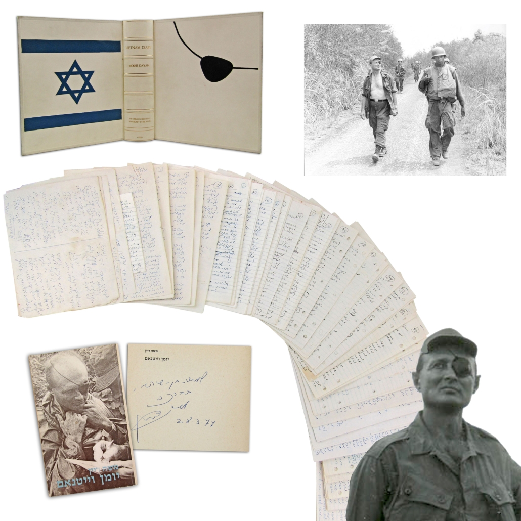 197-page book manuscript handwritten entirely by Israeli military commander and statesman Moshe Dayan, for his subsequent book Vietnam Diary, est. $60,000-$80,000