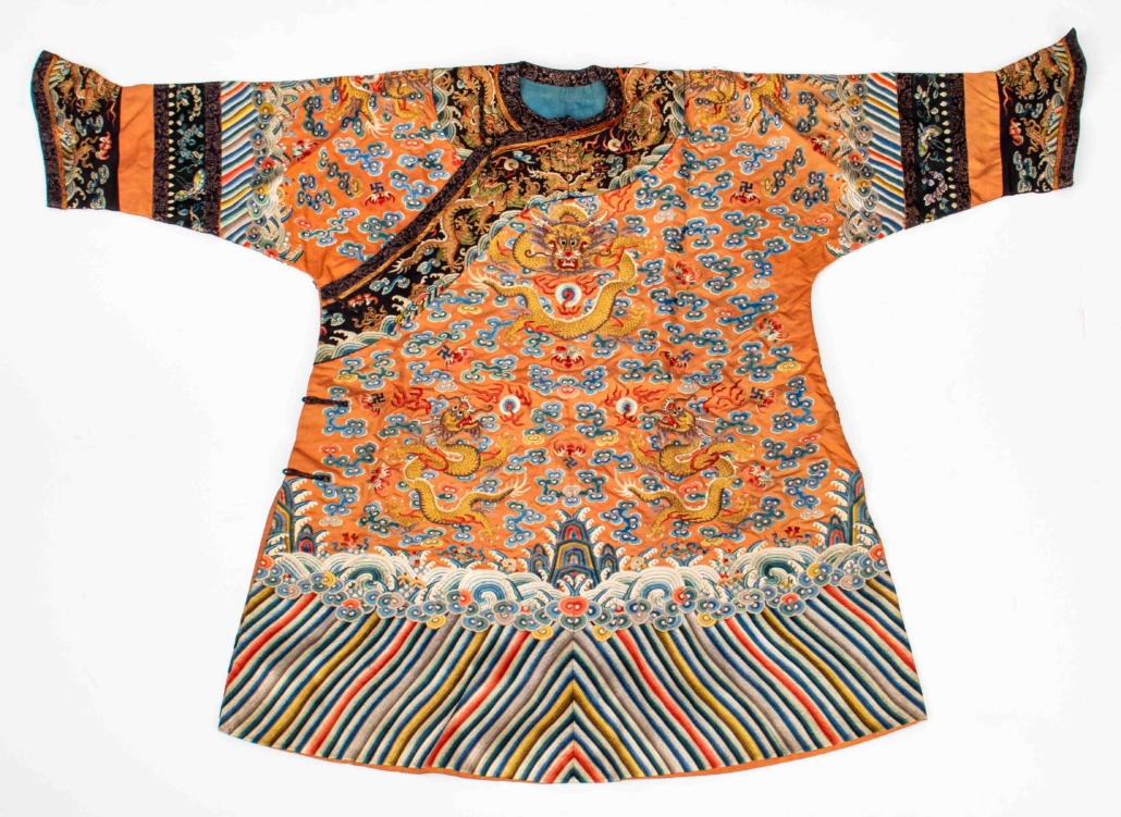 Chinese Qing dynasty Imperial embroidered longpao, est. $3,000-$5,000