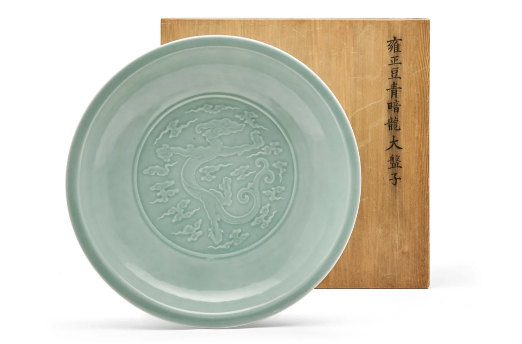 Large Chinese celadon-glazed porcelain dragon charger, est. $80,000-$120,000