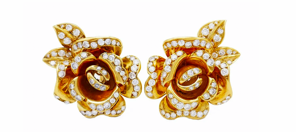 Pair of circa-1950s clip-on diamond earrings by Marchak, est. $16,000-$19,000