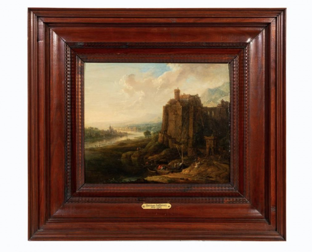 ‘Rhenish Landscape with Castle,’ attributed to Herman Saftleven the Younger, est. $10,000-$20,000