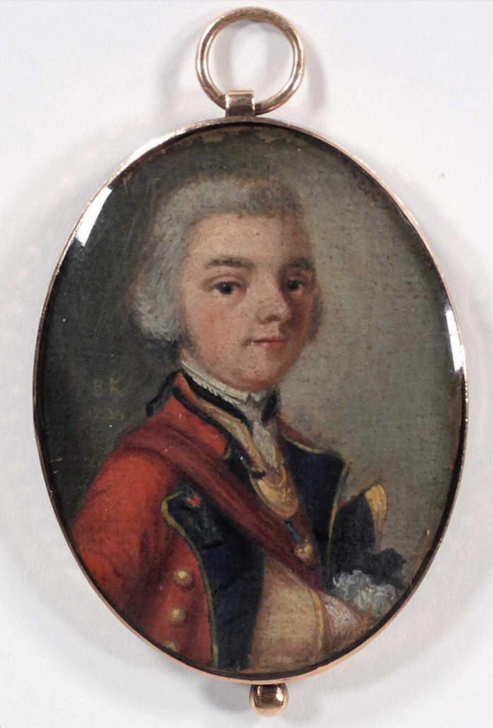 Circa-1764 miniature portrait of Lt. Steele of the Royal Welsh Fuziliers, est. $2,000-$3,000