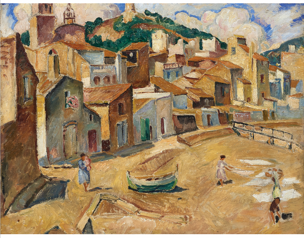 Maria-Mela Muter, ‘Fishing Town with Women on Beach/Seascape with Trees,’ $106,250