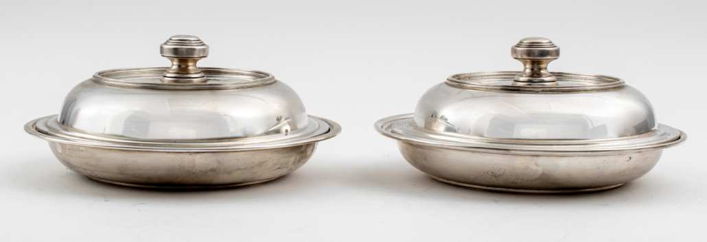 Pair of Tiffany & Co. sterling silver covered entree plates, est. $2,000-$4,000