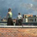 This circa-1961 Hughie Lee-Smith painting, ‘Rooftops,’ achieved $55,000 plus the buyer’s premium in November 2019. Image courtesy of Treadway and LiveAuctioneers.
