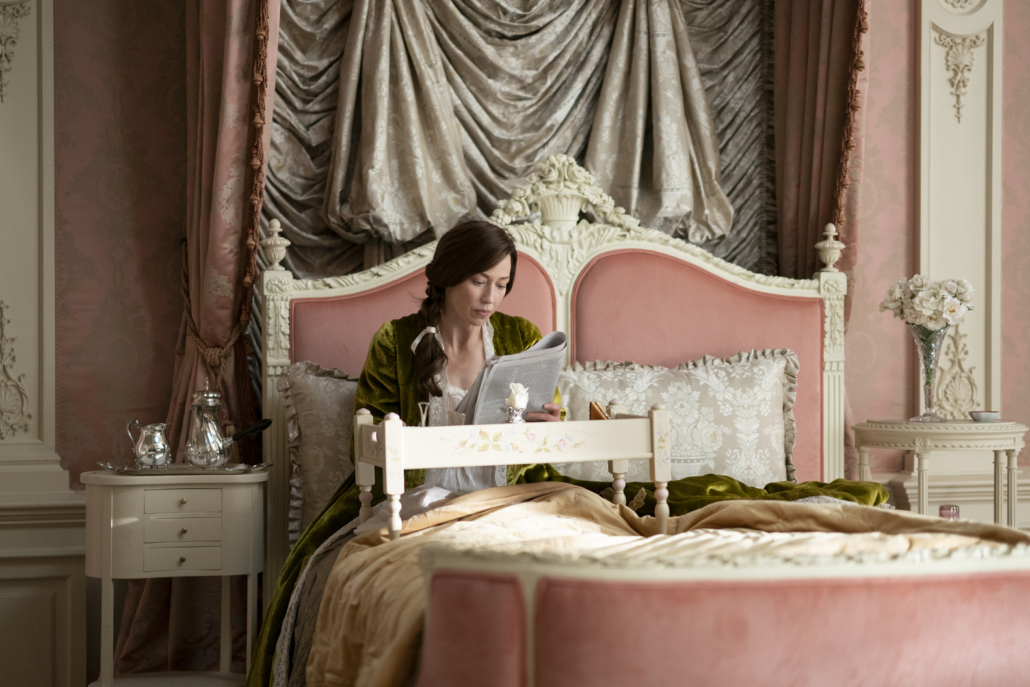 Carrie Coon as Bertha Russell in an episode two scene from The Gilded Age. Photograph by Alison Cohen Rosa/HBO