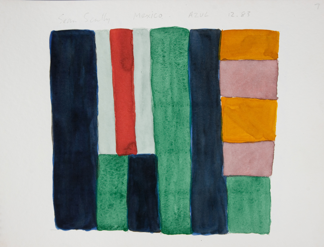 ‘Mexico Azul 12.83,’ 1983, by Sean Scully. Watercolor and pencil on paper, 9 by 12in. Collection of the artist. Image courtesy of the artist. Photographer: Rob Carter. © Sean Scully.