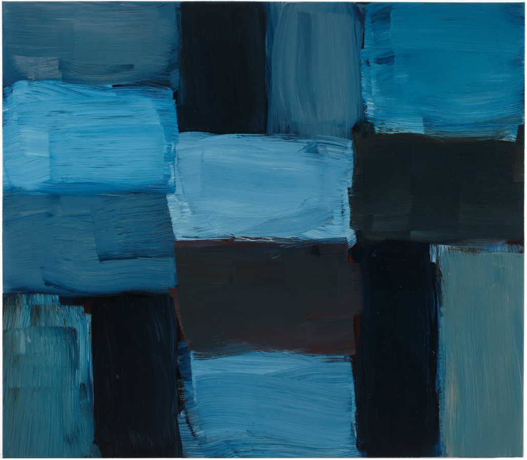 ‘Doric Blue and Blue,’ 2015, by Sean Scully. Oil on linen, 28 by 32in. Collection of Andy Song. Image courtesy of the artist. Photographer: Robert Bean. © Sean Scully.
