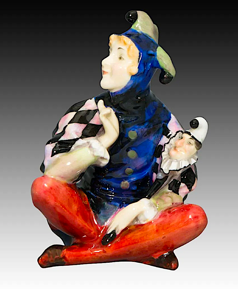 Issued in 1928, this Royal Doulton Lady Jester (HN 1284) by artist Leslie Harradine realized $2,600 plus the buyer’s premium in July 2018. Image courtesy of Lion and Unicorn and LiveAuctioneers.