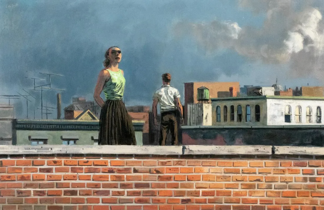 This circa-1961 Hughie Lee-Smith painting, ‘Rooftops,’ achieved $55,000 plus the buyer’s premium in November 2019 at Treadway. Image courtesy of Treadway and LiveAuctioneers.