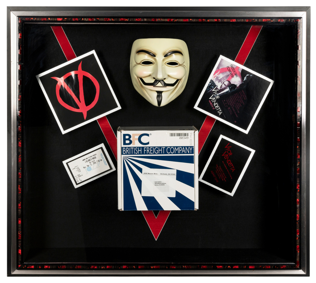 Display from ‘V for Vendetta,’ est. $1,200-$2,000
